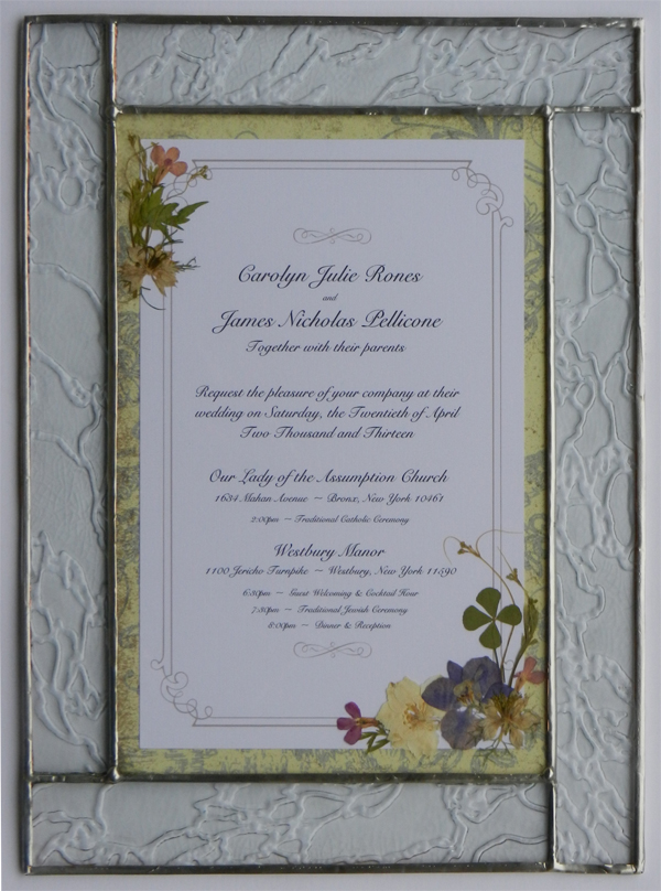 stained glass with invitation