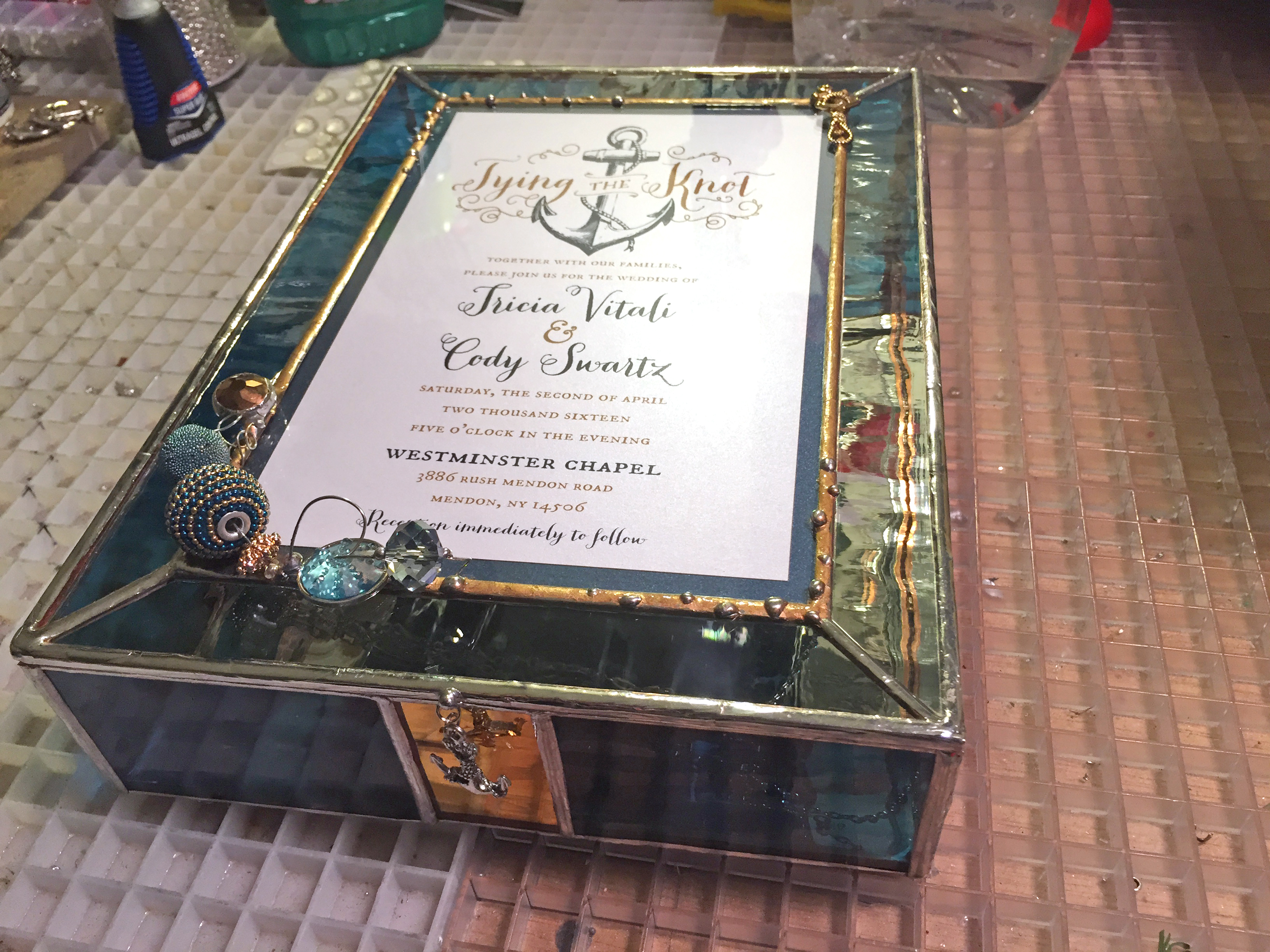 stained glass wedding invitation box