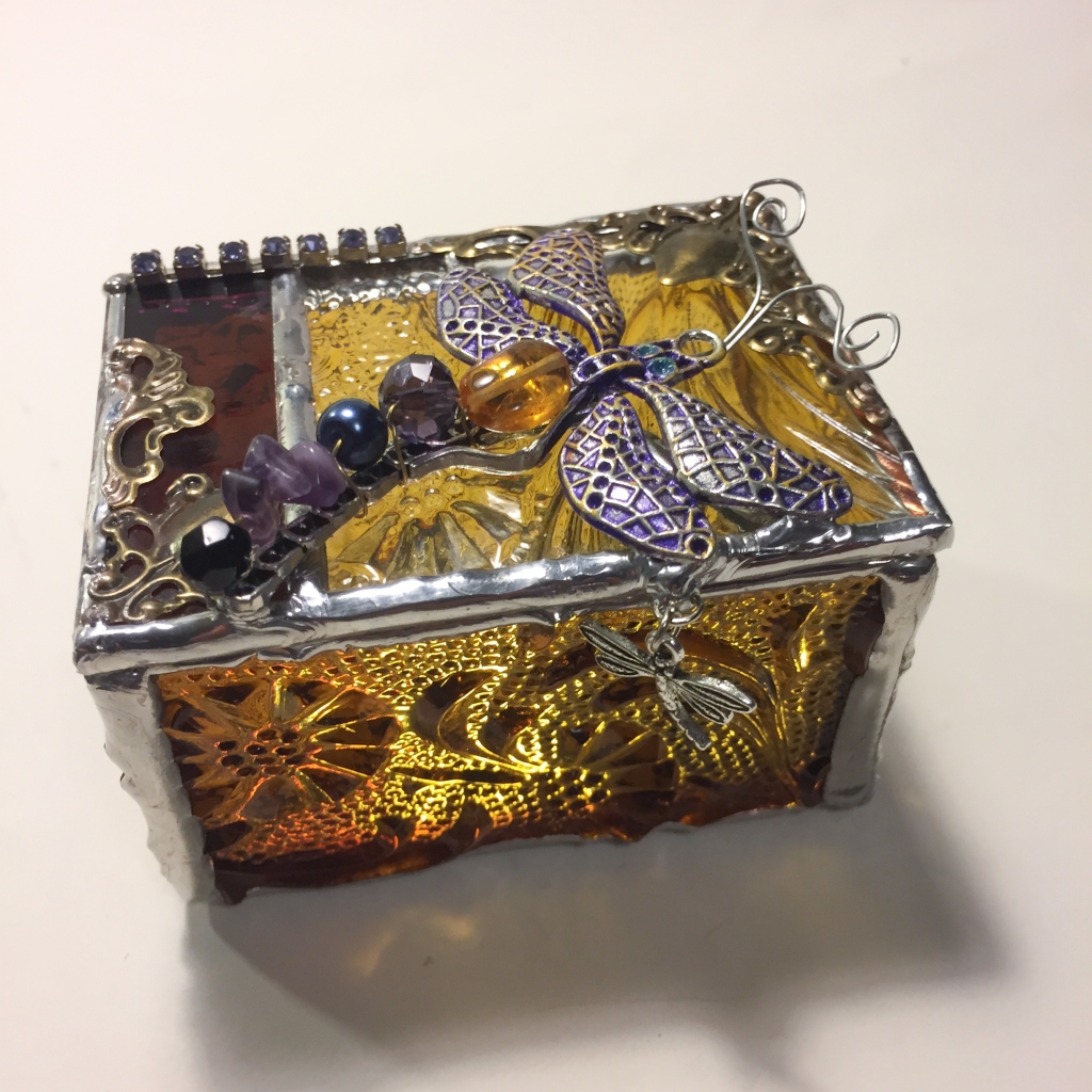 dragonfly stained glass ring box